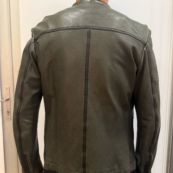 ARI Men's Olive Leather Jacket from Italy - Picture 4 of 8